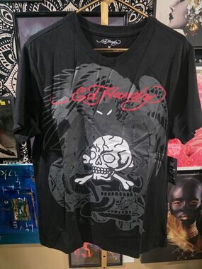 Rare Y2K Deadstock Ed Hardy Streetwear Bat And Bones Short Sleeve Tee XL